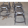 Vintage Industrial Metal Stool Antique Chrome Plated